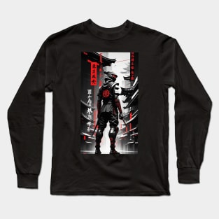 Japanese Ninja - Black and Red Long Sleeve T-Shirt